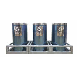 Set 3 cosuri colectare selectiva din inox, 45L/recipient