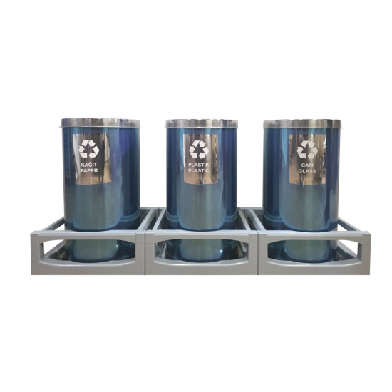 Set 3 cosuri colectare selectiva din inox, 45L/recipient Set 3 cosuri colectare selectiva din inox, 45L/recipient