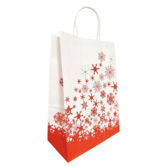Sacosa imprimata stelute rosii - 22x12x31cm - 100 buc Sacosa imprimata stelute rosii - 22x12x31cm - 100 buc