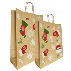Sacosa natur Xmas - 32x12x41cm - 100 buc
