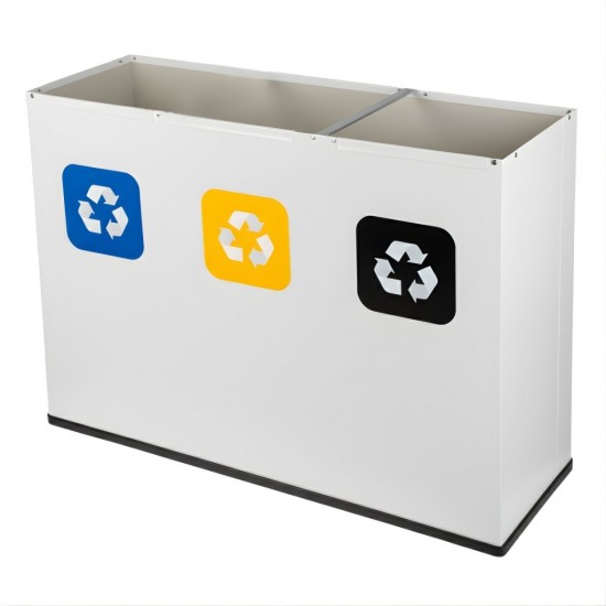 Coș de reciclare alb cu 3 compartimente 3x60L – 180 litri Coș de reciclare alb cu 3 compartimente 3x60L – 180 litri