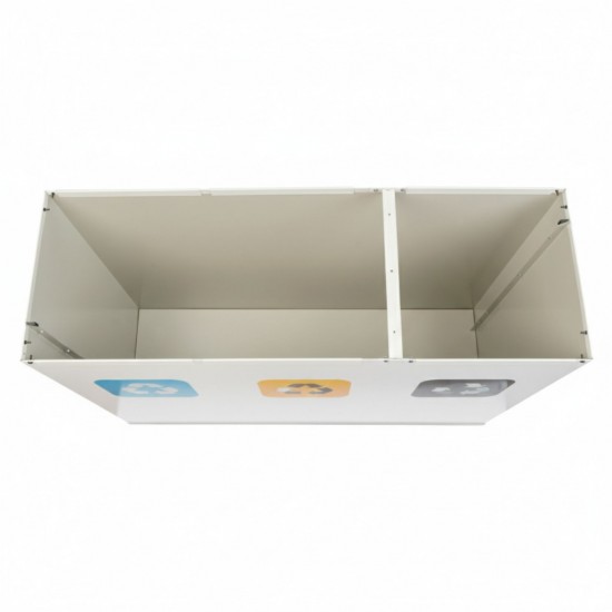 Coș de reciclare alb cu 3 compartimente 3x60L – 180 litri Coș de reciclare alb cu 3 compartimente 3x60L – 180 litri