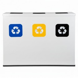 Coș de reciclare alb cu 3 compartimente 3x60L – 180 litri Coș de reciclare alb cu 3 compartimente 3x60L – 180 litri