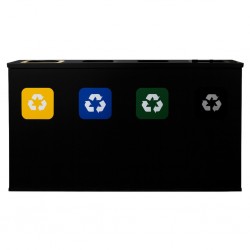 Coș de reciclare negru cu 4 compartimente 4x60L – 240 litri Coș de reciclare negru cu 4 compartimente 4x60L – 240 litri