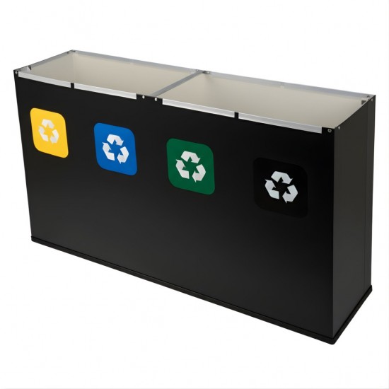 Coș de reciclare negru cu 4 compartimente 4x60L – 240 litri Coș de reciclare negru cu 4 compartimente 4x60L – 240 litri