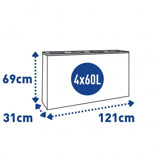 Coș de reciclare negru cu 4 compartimente 4x60L – 240 litri Coș de reciclare negru cu 4 compartimente 4x60L – 240 litri