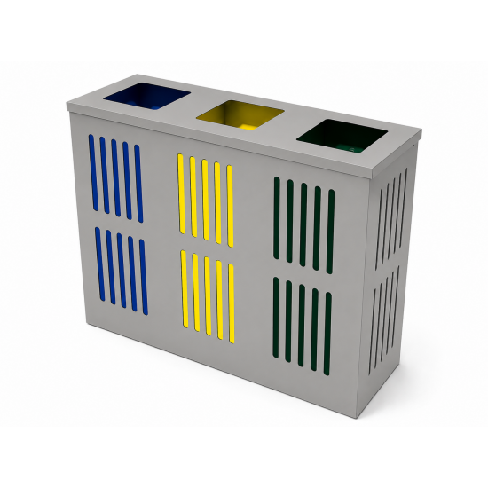 OSLO S Insula pentru reciclare din metal  3x37l, 25x75x70 cm, pentru spatii moderne
