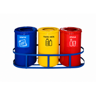 Set 3 cosuri colectare selectiva din metal vopsit, 35L/recipient