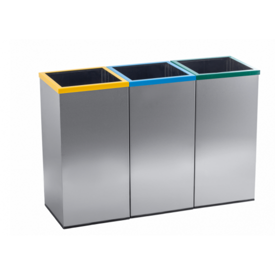 Set 3 cosuri colectare selectiva din otel inoxidabil, 37L/recipient Set 3 cosuri colectare selectiva din otel inoxidabil, 37L/recipient