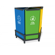 Set 3 cosuri gunoi colectare selectiva, Metal, 26 l/ Recipient