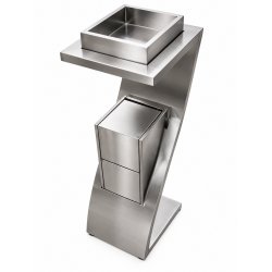 Cos de gunoi din inox cu scrumiera, 8L, pentru spatii profesionale Cos de gunoi din inox cu scrumiera, 8L, pentru spatii profesionale