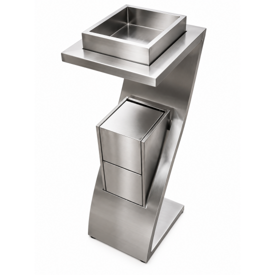 Cos de gunoi din inox cu scrumiera, 8L, pentru spatii profesionale Cos de gunoi din inox cu scrumiera, 8L, pentru spatii profesionale