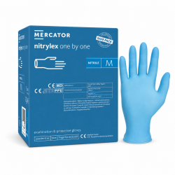 Manusi examinare din nitril albastre, nepudrate Nitrylex ONE by ONE 200buc/ cutie compatibile cu dispenserul SANMRC.KEUR010