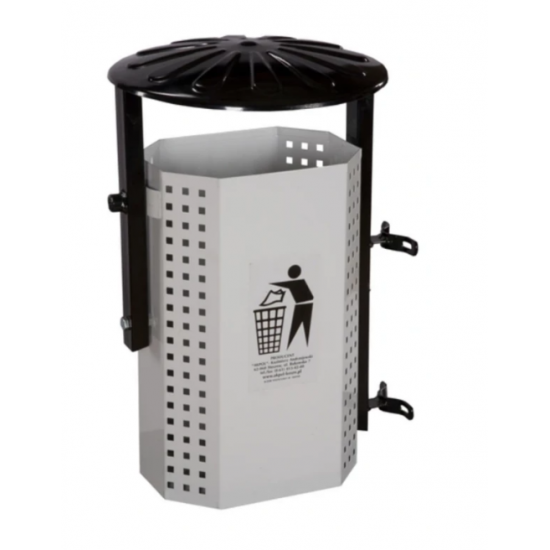 Cos stradal pentru gunoi, Gri, Metal, 35 L