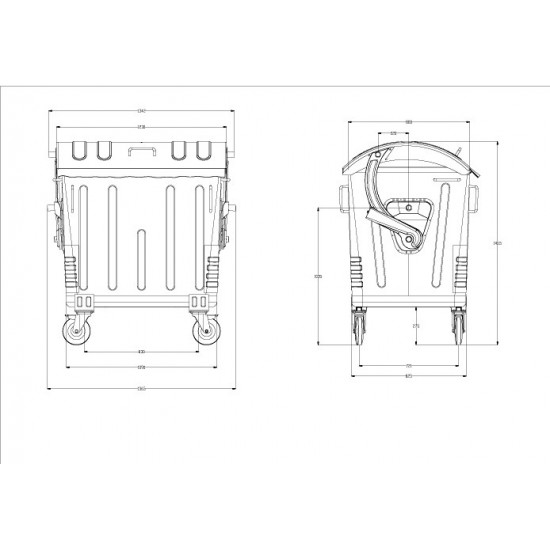 Container zincat CLA 1100 cu capac semirotund - Transport inclus