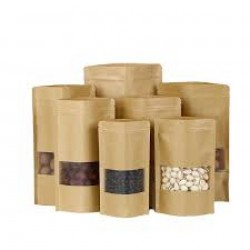 Set 100 bucati, Pungi stand-up cu fereastra si fermoar Natur, 16x27cm Set 100 bucati, Pungi stand-up cu fereastra si fermoar Natur, 16x27cm