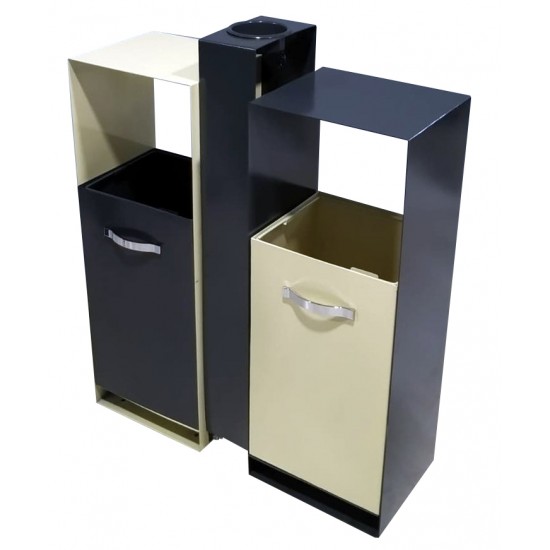 Cos de gunoi pentru exterior, Negru - Crem, 80 L Cos de gunoi pentru exterior, Negru - Crem, 80 L