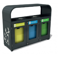 Set 3 cosuri gunoi colectare selectiva, Plexiglas, 100 L/ Recipient