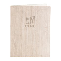 Mapa meniu A4+, Wood, piele PU interior/exterior, lavabila, bej Mapa meniu A4+, Wood, piele PU interior/exterior, lavabila, bej