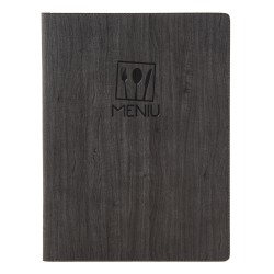 Mapa meniu A4+, Wood, piele PU interior/exterior, lavabila, negru Mapa meniu A4+, Wood, piele PU interior/exterior, lavabila, negru