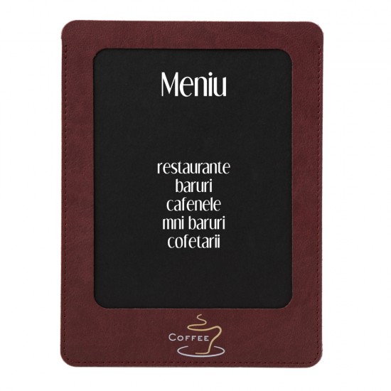 Mapa meniu cafenele A5+, LeatherLike, piele PU interior/exterior, lavabila, bordo Mapa meniu cafenele A5+, LeatherLike, piele PU interior/exterior, lavabila, bordo