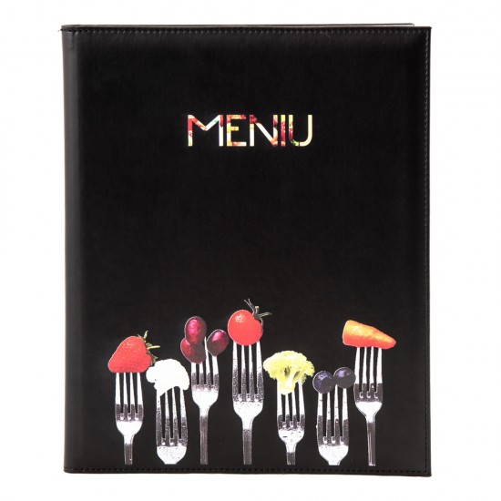 Mapa meniu A4+, Softleather, piele PU interior/exterior, lavabila, negru Mapa meniu A4+, Softleather, piele PU interior/exterior, lavabila, negru