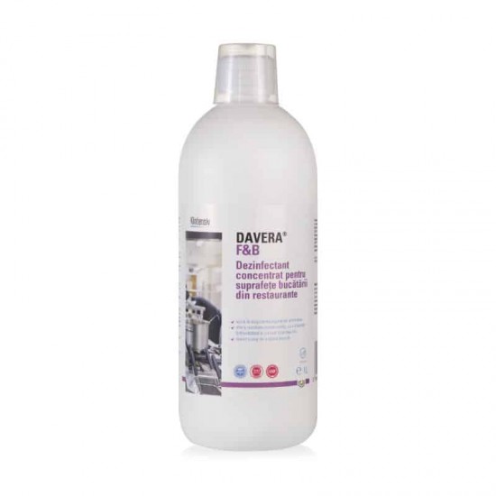 DAVERA® F&B – Dezinfectant concentrat pentru suprafetele din bucatariile restaurantelor, 1 litru DAVERA® F&B – Dezinfectant concentrat pentru suprafetele din bucatariile restaurantelor, 1 litru