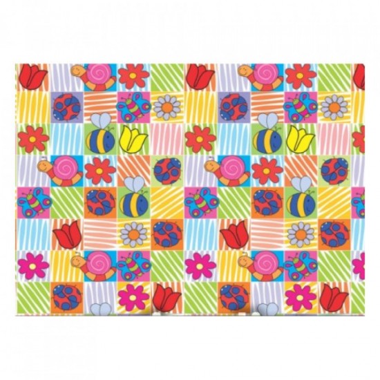 Rola hartie de impachetat cu buburuze si flori, 70 cm x 240 m.l. Rola hartie de impachetat cu buburuze si flori, 70 cm x 240 m.l.