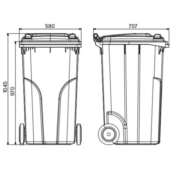 Europubela din material plastic, 240 l culoare maro SULO - Transport inclus