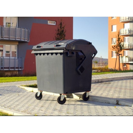 Container HDPE CLE 1100L cu capac rotund negru - Transport inclus