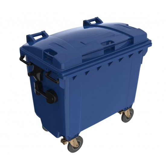 Eurocontainer plastic, 660 L, albastru, capac plat Europlast - Transport Inclus