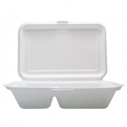 Caserola meniu mare, trestie de zahar, 2 compartimente, 23*15 cm, 50 buc/set