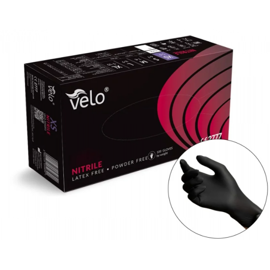 Manusi nepudrate din nitril negre VELO 100 buc/ cutie Manusi nepudrate din nitril negre VELO 100 buc/ cutie