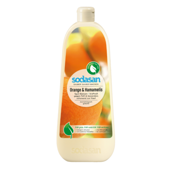 Detergent vase lichid cu balsam bio portocala 1L Sodasan Detergent vase lichid cu balsam bio portocala 1L Sodasan