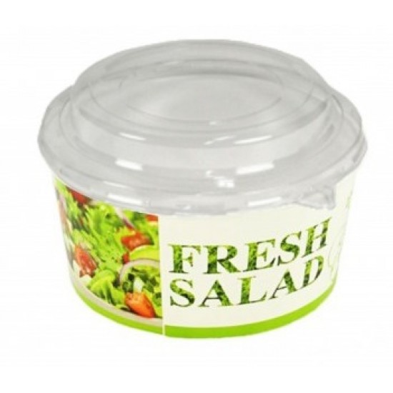 Caserola din carton, pentru salata, cu capac transparent, 550 ml, 50 buc/set