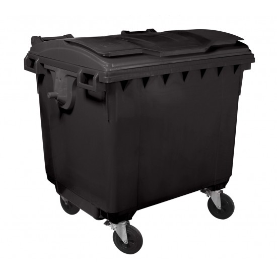 Container HDPE CLF 1100L cu capac plat negru - Transport inclus