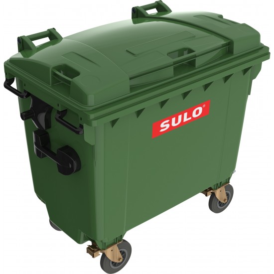 Eurocontainer plastic, 660L, verde, capac plat, SULO - Transport Inclus