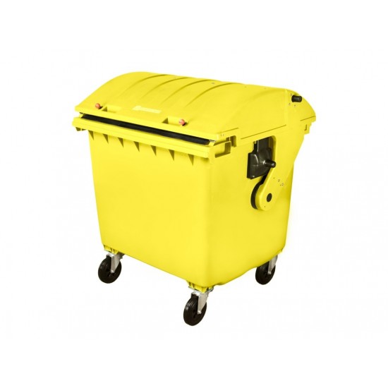 Container HDPE CLE 1100L cu capac rotund galben - Transport inclus