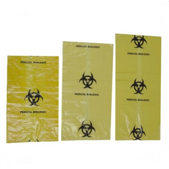 Saci gunoi Galbeni BIOHAZARD 20 litri, 25 bucati