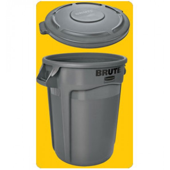 Container rotund Brute cu canale de aerisire, 75.7 L, gri, RUBBERMAID