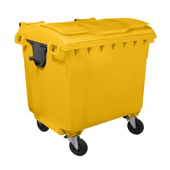 Container HDPE CLF 1100L cu capac plat galben - Transport inclus