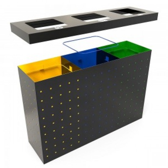 OSLO RM Set modern de reciclare cu 3x60L compartimente, 84 x 28 x 73 cm