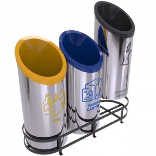 GOTHENBURG A Cosuri moderne pentru colectare selectiva pentru spatii publice, 3x36L, inox GOTHENBURG A Cosuri moderne pentru colectare selectiva pentru spatii publice, 3x36L, inox