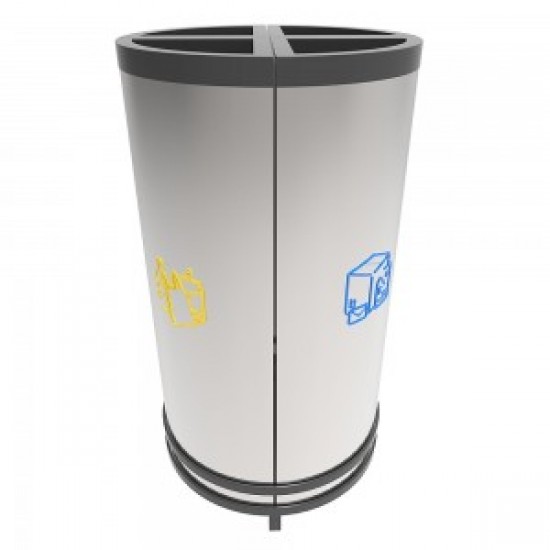 HELSINKI A Cos de reciclare compact cu design modular din otel inoxidabil, 76 l