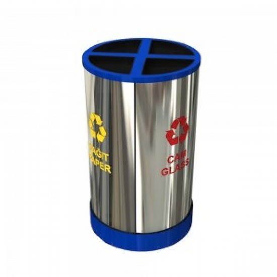 HELSINKI A Cos de reciclare compact cu design modular din otel inoxidabil, 76 l