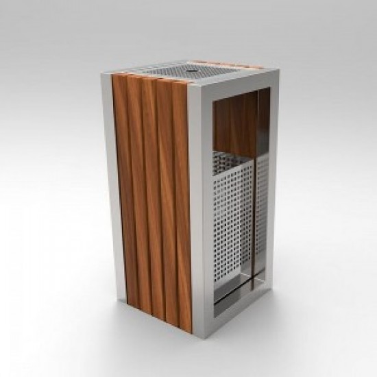 KUOKIO C, Cos scrumiera cu design modern, din metal si lemn, 30x30x70cm KUOKIO C, Cos scrumiera cu design modern, din metal si lemn, 30x30x70cm