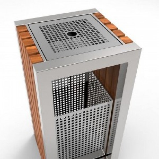 KUOKIO C, Cos scrumiera cu design modern, din metal si lemn, 30x30x70cm KUOKIO C, Cos scrumiera cu design modern, din metal si lemn, 30x30x70cm
