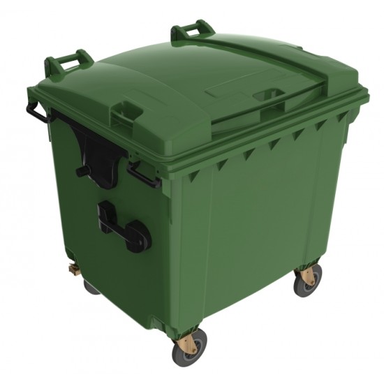 Container deseuri din HDPE, cu capac plat, 1100L 