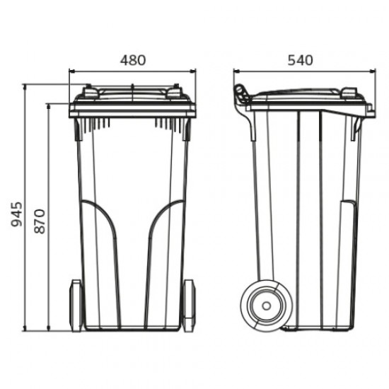 Europubela din material plastic, 120 L, culoare neagra, SULO - Transport inclus