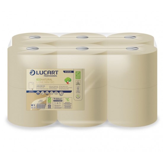 Hartie igienica 2 straturi EcoNatural L-ONE MINI 180 LUCART, 800 portii/ role, 12 role/ pachet